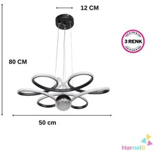 Harnelli 3 Renk Yanabilen Şeker Camlı Modern Ledli Avize