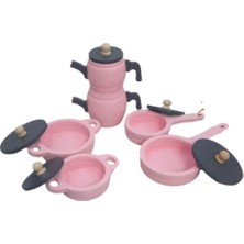 Hedefixtoys Oyuncak Tencere Tava Çaydanlık Mutfak Seti(Pembe)