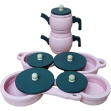 Hedefixtoys Oyuncak Tencere Tava Çaydanlık Mutfak Seti(Pembe)