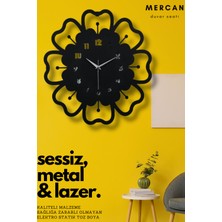 MOOCLOCK Mercan Model Dekoratif Metal Lazer Kesim Akar SESSİZ Mekanizmalı Duvar Saati (40*40 Cm)