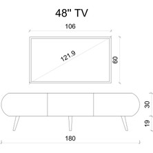 Enwood Regulus Mdf 3 Kapaklı Ahşap Ayaklı 180  cm  Country Tv Ünitesi