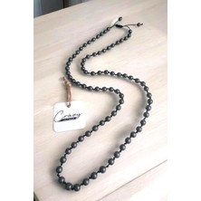 Mat Hematit Doğaltaş Uzun Erkek Kolyesi (70-80 Cm)