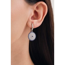 TMT Silver Gümüş 17 mm Nazar Boncuklu Boncuğu Göz Küpe