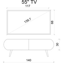 Enwood Regulus Mdf 2 Kapaklı Ahşap Ayaklı 140  cm  Country Tv Ünitesi