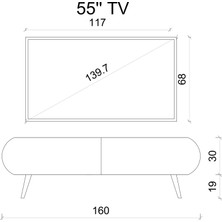 Enwood Regulus Mdf 2 Kapaklı Ahşap Ayaklı 160  cm  Country Tv Ünitesi