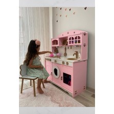 Hedefixtoys Boyalı Ahşap Oyuncak Mutfak Servis Seti ve 1 LED Aydınlatma Hediyeli