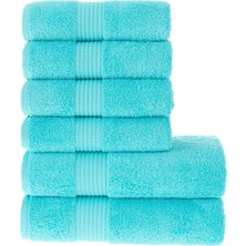 Mauro Home Tomurcuk %100 Pamuk 6'lı Banyo Havlu Seti | 2'li Banyo Havlusu 70x140cm ve 4'lü El Havlusu 50x100cm | Turkuaz