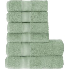 Mauro Home Maura Home Tomurcuk %100 Pamuk 6'lı Banyo Ve El Havlu Seti | 2'li 70x140cm ve 4'lü 50x100cm | Buz Yeşili