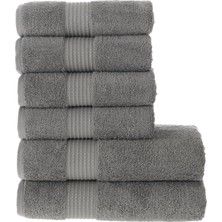 Tomurcuk %100 Pamuk 6'lı Banyo ve El Havlu Seti | 2'li 70X140CM ve 4'lü 50X100CM | Antrasit