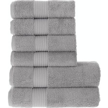 Tomurcuk %100 Pamuk 6'lı Banyo ve El Havlu Seti | 2'li 70X140CM ve 4'lü 50X100CM | Gri