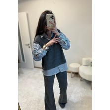 Yumoş Çizgili Trikolu Gömlek Pantolon Takım