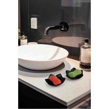 Meyre 2 Adet Lotus Çiçeği Modeli Katı Şık Sabunluk ve Sünger Tutacağı Silikon Modern Düzenleyici