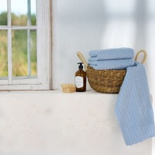 Delia %100 Pamuk 3'lü Jakarlı El Yüz Havlusu | 50X75 cm | Mavi