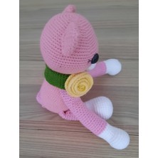 Spinapi Amigurumi El Örgüsü Gül Detaylı Tasmalı, Sevimli Pembe Kedi