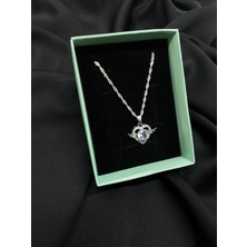 Kural Jewelry 925 Ayar Gümüş 50 cm Singapur Zincir Melek Kalp Zirkon Taş Kolye Kadın