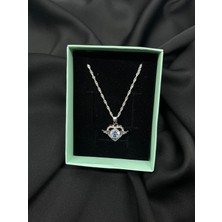 Kural Jewelry 925 Ayar Gümüş 50 cm Singapur Zincir Melek Kalp Zirkon Taş Kolye Kadın