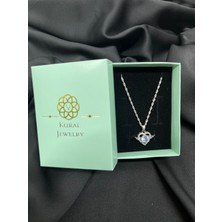 Kural Jewelry 925 Ayar Gümüş 50 cm Singapur Zincir Melek Kalp Zirkon Taş Kolye Kadın