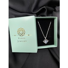 Kural Jewelry 925 Ayar Gümüş 50 cm Singapur Zincir Melek Kalp Zirkon Taş Kolye Kadın
