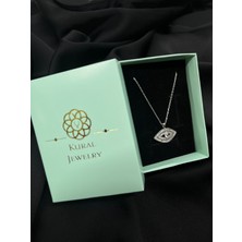 Kural Jewelry 925 Ayar Gümüş Zincirli Göz Ucu Zirkon Taşlı Kolye Kadın
