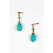 Lila Rosa Otantik Turkuaz Doğal Taşlı Küpe