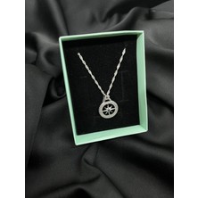 Kural Jewelry 925 Ayar Gümüş 50 cm Singapur Zincir Pusula Zirkon Taş Kolye Kadın
