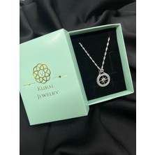 Kural Jewelry 925 Ayar Gümüş 50 cm Singapur Zincir Pusula Zirkon Taş Kolye Kadın