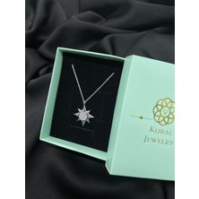 Kural Jewelry 925 Ayar Gümüş Zincirli Pusula Yıldız Zirkon Taş Kolye Kadın