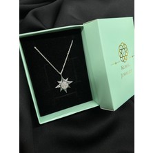 Kural Jewelry 925 Ayar Gümüş Zincirli Pusula Yıldız Zirkon Taş Kolye Kadın