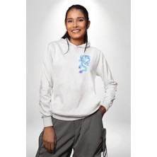 Navcoli Çin Sitili Ejderha Bereket Tanrısı Erkek Kadın Beyaz Ön Sırt Baskılı Kapüşonlu Sweatshirt Hoodie