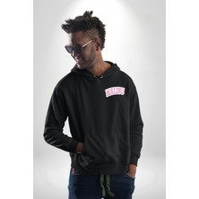 Navcoli Malibu California Pembe  Erkek Kadın Siyah Ön Sırt Baskılı Kapüşonlu Sweatshirt Hoodie