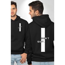 Navcoli Vazgeçme Erkek Kadın Siyah Ön Sırt Baskılı Kapüşonlu Sweatshirt Hoodie
