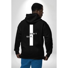 Navcoli Vazgeçme Erkek Kadın Siyah Ön Sırt Baskılı Kapüşonlu Sweatshirt Hoodie