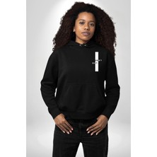 Navcoli Vazgeçme Erkek Kadın Siyah Ön Sırt Baskılı Kapüşonlu Sweatshirt Hoodie
