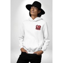 Navcoli Türkiye Ay Yıldız Kırmızı Beyaz Kalp Erkek Kadın Beyaz Ön Sırt Baskılı Kapüşonlu Sweatshirt Hoodie