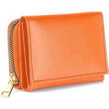 Dzc Kuzenler Avm Kadın Fermuarlı Çıtçıtlı Bozuk Para Bölmeli Turuncu Cüzdan Kartlık Aksesuar,yılbaşı Hediyesi