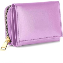 Dzc Kuzenler Avm Kadın Fermuarlı Çıtçıtlı Bozuk Para Bölmeli Lila Cüzdan Kartlık Aksesuar,yılbaşı Hediyesi
