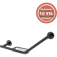 Çelik Banyo Paslanmaz Pirinç Flora Küvet Tutamağı Süngerlikli 40CM Mat Siyah