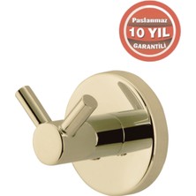 Çelik Banyo Paslanmaz Pirinç Flora Çiftli Askılık Altın Sarı Gold