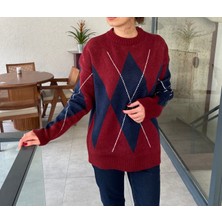 Nice Boutique Bisiklet Yaka Baklava Desenli Kadın Kazak