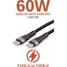 Subzero CL13 60W Type-C To Type-C Işıklı Örgülü Hızlı Şarj Kablosu