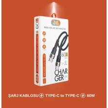 Subzero CL13 60W Type-C To Type-C Işıklı Örgülü Hızlı Şarj Kablosu
