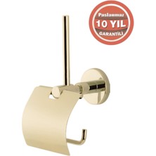 Çelik Banyo Paslanmaz Pirinç Flora Yedek Kağıtlık Geniș Kapaklı Altın Sarı Gold