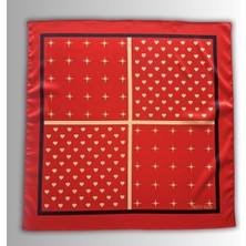 Kırmızı Fular Yıldız ve Kalp Desenli Sevgililer Günü 58CMX58CM
