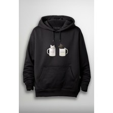 Merch&ice Kedili Bardak Tasarım Önü Baskılı Unisex Hoodie