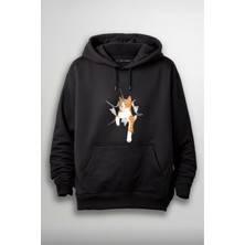 Merch&ice Sarı Kedi Önü Baskılı Unisex Hoodie