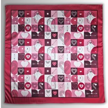 Pembe Fular Kalp Desenli Sevgililer Günü 58CMX58CM