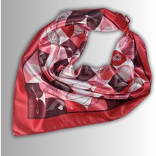 Pembe Fular Kalp Desenli Sevgililer Günü 58CMX58CM