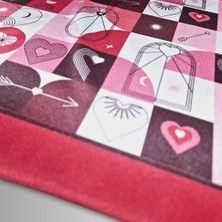 Pembe Fular Kalp Desenli Sevgililer Günü 58CMX58CM