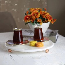 Akayev  Mermer Beyaz 30 cm Rose Gold Boncuk Ayaklı Yuvarlak Sunumluk