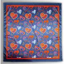 Indigo Mavi Fular Kalp Desenli Sevgililer Günü 58CMX58CM